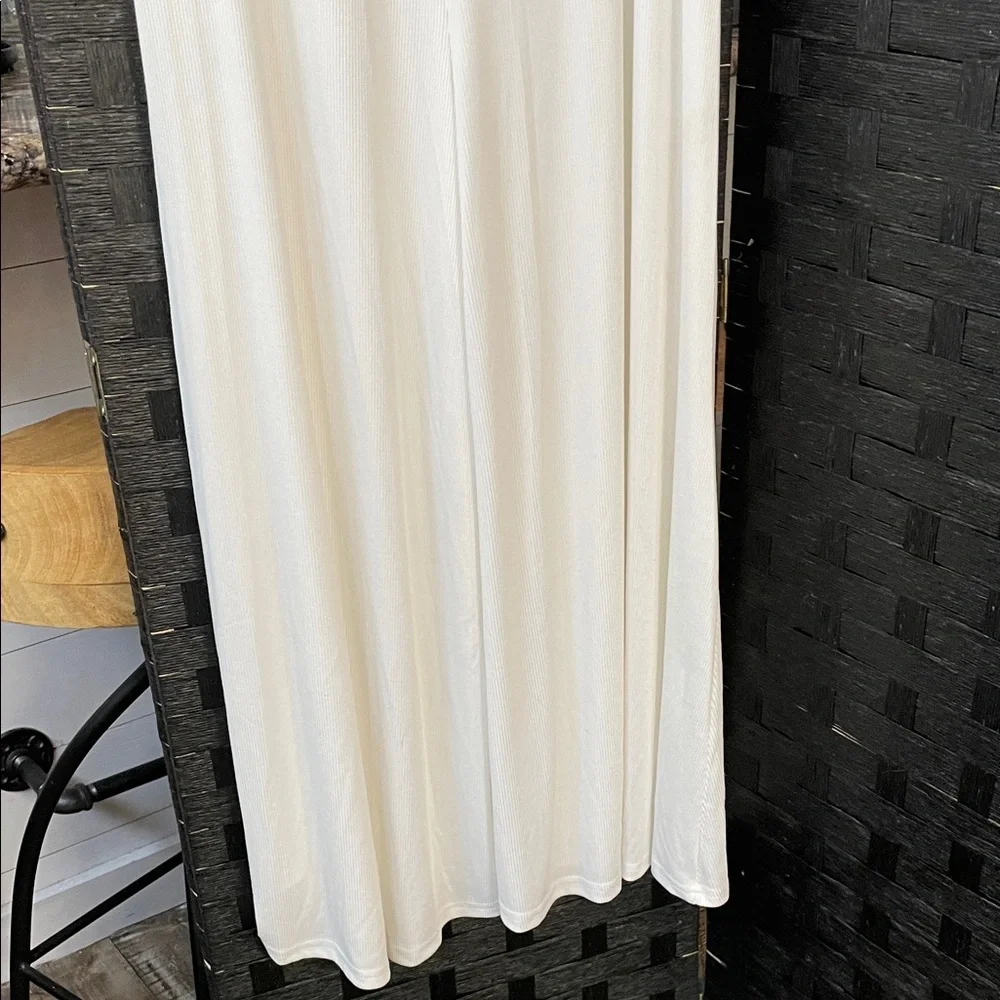 White Off-Shoulder Maxi Dress with Puff Sleeves